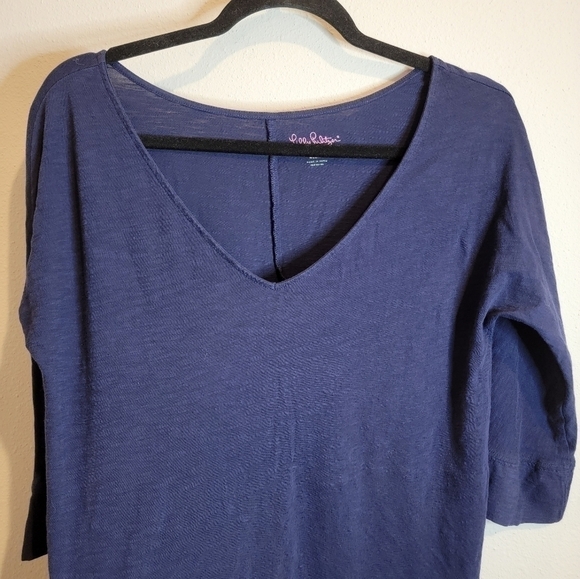 Lilly Pulitzer Navy V-neck Tshirt dress Size Medium 100% pima cotton - Picture 4 of 6